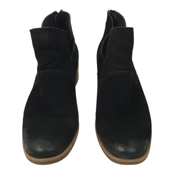 Korks Distressed Suede Leather 10 Ankle Boot Back Zip Low Heel Shoe Black Q48909 - Picture 8 of 12